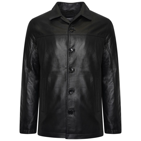 Barneys New York Other - Black Barney’s Black Leather Reefer Jacket small